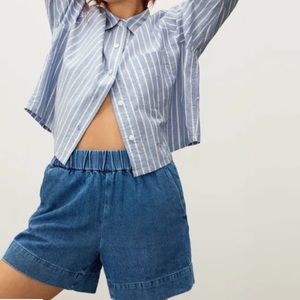 Everlane Blue Denim “The Easy Jean Short” High Waist Relaxed Fit